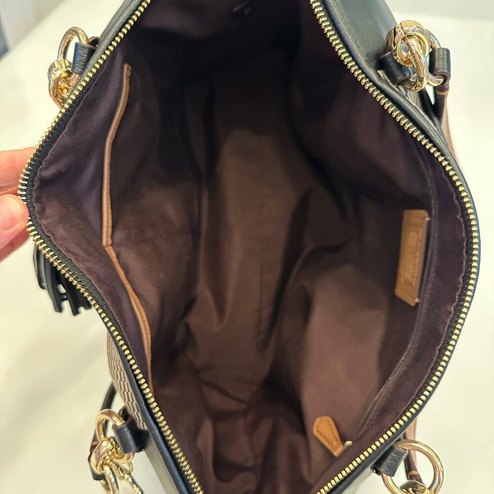 Coach/ Legacy Jacquard AVA Tote Bag F57246/ Black Leather w Gold Hardware/ NWOT - Picture 9 of 16